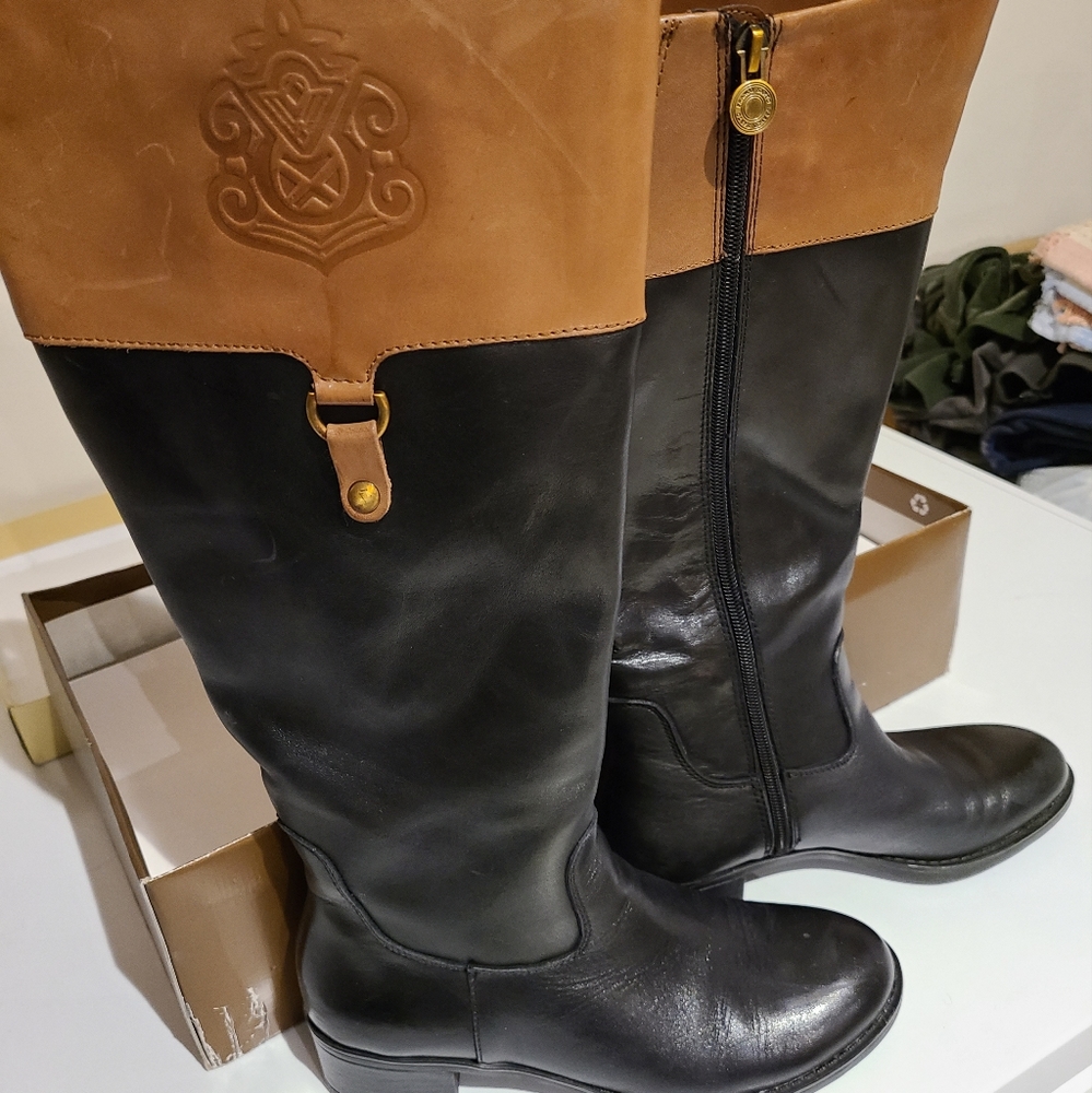 Franco Sarto black/brown riding boots size 7.5